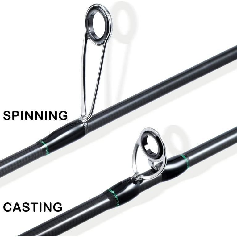 Sougayilang Spinning Fishing Rod Casting Pole Graphite Ultra-Sensitive 2 Inserts, Size: Spinning 6', Green
