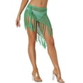thumbnail image 4 of INSPIRE CHIC Women's Hollow Out Tassle Skirts Beach Cover Up Fish Net Wrap Mesh Sheer Maxi Sarong Swimwear XS Green, 4 of 5