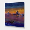 thumbnail image 3 of Evening Fishing Near The Traditional Windmill 8 in x 12 in Painting Canvas Art Print, by Designart, 3 of 4