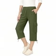 thumbnail image 3 of ZHOGXU Classic Summer Solid Color Straight Leg Kids Capri Cargo Pants For Girls With Pocket All Season Suitable, 3 of 7