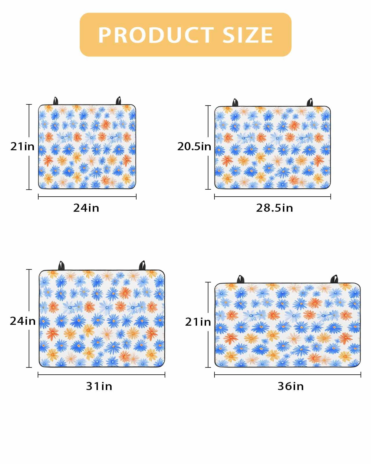 nqOlkjepod Large Induction Cooktop Protector Mat 36"x21", Blue Flower Stove Top Covers for Electric Stove, Cartoon Daisy Garden Florals Watercolor Stove Burner Cover Mats, Glass Top Stove Cover