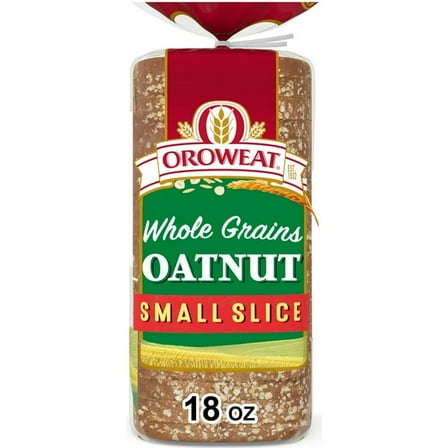 Oroweat Small Slice Oatnut Bread, 18 oz, Oat Bread, Bag (Pack of 2)
