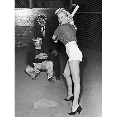 Rare Signed Photo - RARE Photograph of Marilyn Monroe Playing Baseball 12x16 Art Printed Poster
