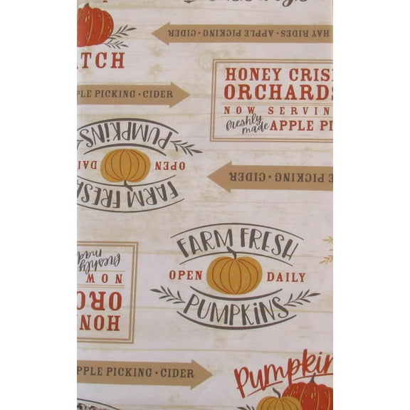 Autumn Blessing Farm Fresh Pumpkins Vinyl Flannel Back Tablecloth (52" x 90" Oblong)