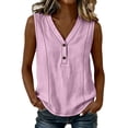 thumbnail image 2 of Pounoo Tank Tops for Women V Neck Sleeveless Button Front Plain Detail Loose Fit Shirts Casual Daily Lightweight Camisoles, 2 of 10