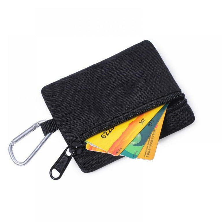 Small Key Ring Wallet FOB Holder Keychain Credit Card Wallet for Men Teen  Boys EDC Coin Purse with Carabiner Clip Key Ring for Car Outdoor
