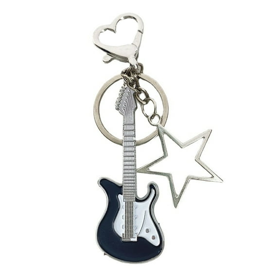 UNTERING Keychain Sweet Cool Guitar Hollow Five-pointed Star Keychain Retro Bag Pendant Heart Buckle Accessories