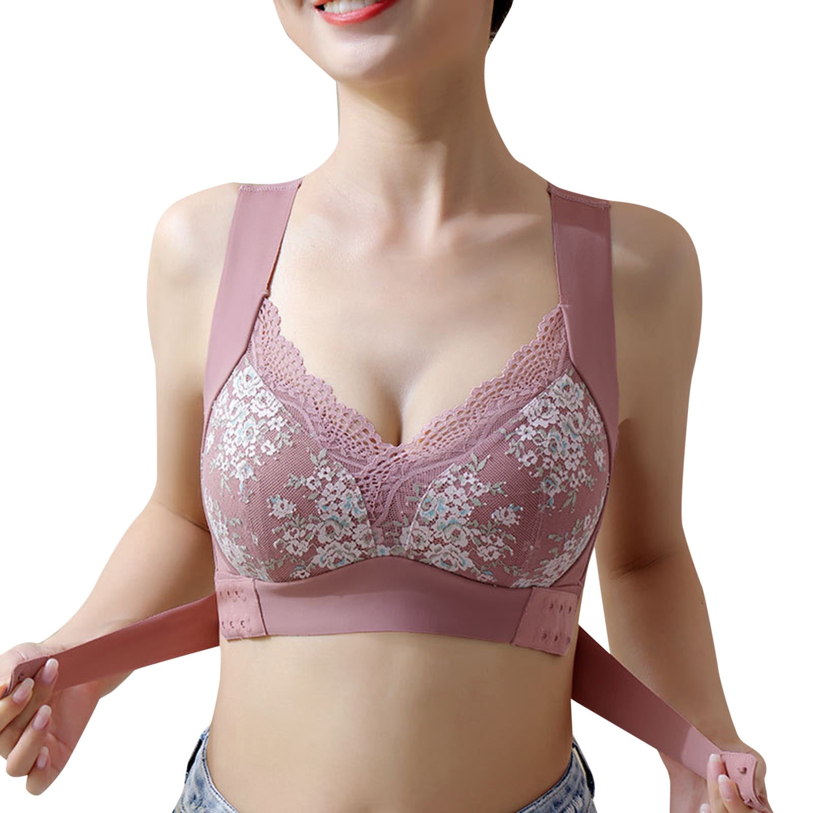 gvdentm Maternity Bra Double Support Wireless Bra, Lace Bra with  Stay-in-Place Straps, Full-Coverage Wirefree Bra, Tagless for Everyday Wear  