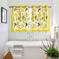 thumbnail image 3 of Yellow Summer Lemon Kitchen Curtains Short 45 Inch Length, Summer Botanical Watercolor Grommet Top Bedroom Living Room Curtains, Light Filtering Cafe Curtain Drapes 2 Panels Set 84''x45'', 3 of 9