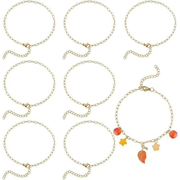 1 Box 12Pcs Adjustable Charm Bracelet Chain Gold Chain Link Bracelets Bulk with Lobster Clasp Metal European Stainless Steel Links