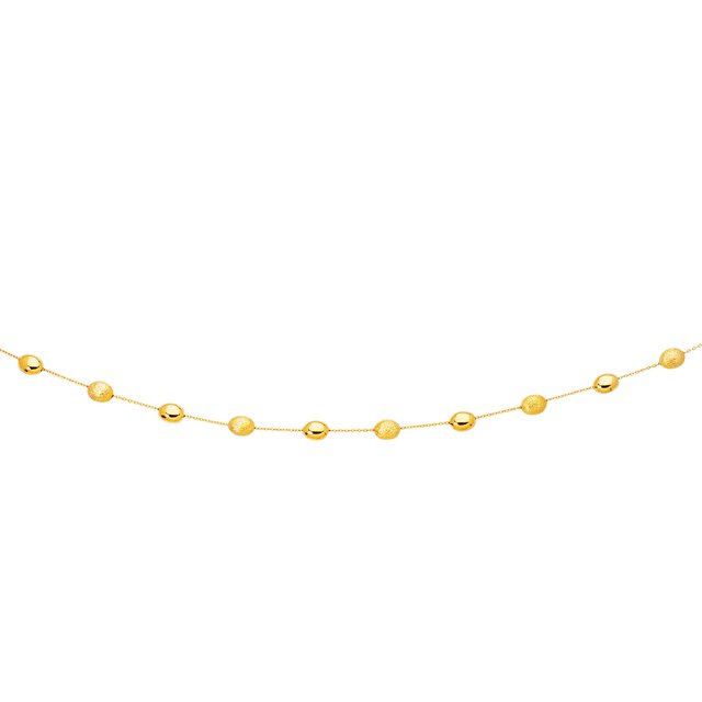 Collier en Or Jaune 14 Carats Stations de Galets Polis et Texturés 17 Po