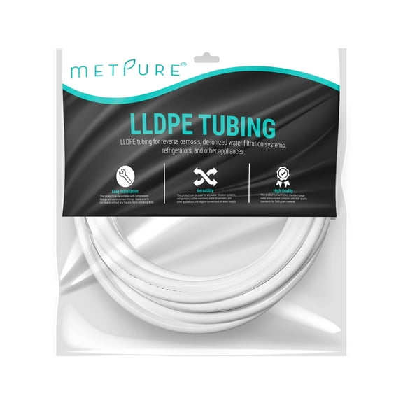Metpure 3/8" NSF Certified 25 Feet Length LLDPE Tubing for Reverse Osmosis De-ionized Water Filtration Systems, Refrigerators, and Other Appliances (3/8", 25', White)