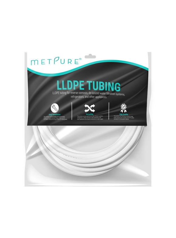 Metpure 3/8" NSF Certified 25 Feet Length LLDPE Tubing for Reverse Osmosis De-ionized Water Filtration Systems, Refrigerators, and Other Appliances (3/8", 25', White)