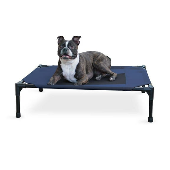 K&H Pet Products Original Pet Cot Elevated Dog Bed Blue/Black Mesh Medium 32 X 25 X 7 Inches