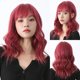 thumbnail image 2 of Pelucas sintéticas rizadas Rojas vino con flequillo, cabello ondulado Bob de longitud media para mujer, peluca Lolita Natural para fiesta de Cosplay, resistente al calor, 2 of 4