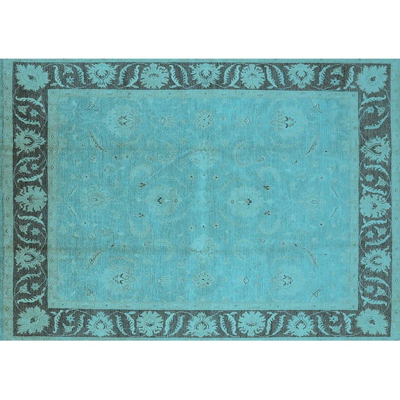 Ahgly Company Indoor Rectangle Oriental Light Blue Industrial Area Rugs, 4' x 6'