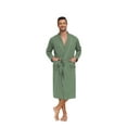 thumbnail image 3 of ANLIQI Mens Robe Lightweight 100% Cotton Summer Bathrobe Knit Long Sleeve Kimono Robe with Pockets (Army Green, M), 3 of 5