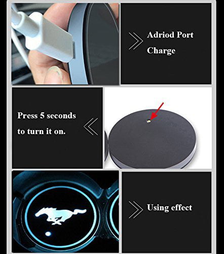Lntly LED Car Logo Cup Holder Pad Waterproof Bottle Drinks Coaster Built-in Light 7 Colors Changing USB Charging Mat LED Cup Mat Car Atmosphere Lamp 2PCS