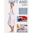 thumbnail image 3 of Casual Nights Women's Jacquard Fleece Zip Front Robe, Long Housecoat with Pockets, Mid-Calf Duster, Terry Poly Lounge Robe, Pink Small, 3 of 5