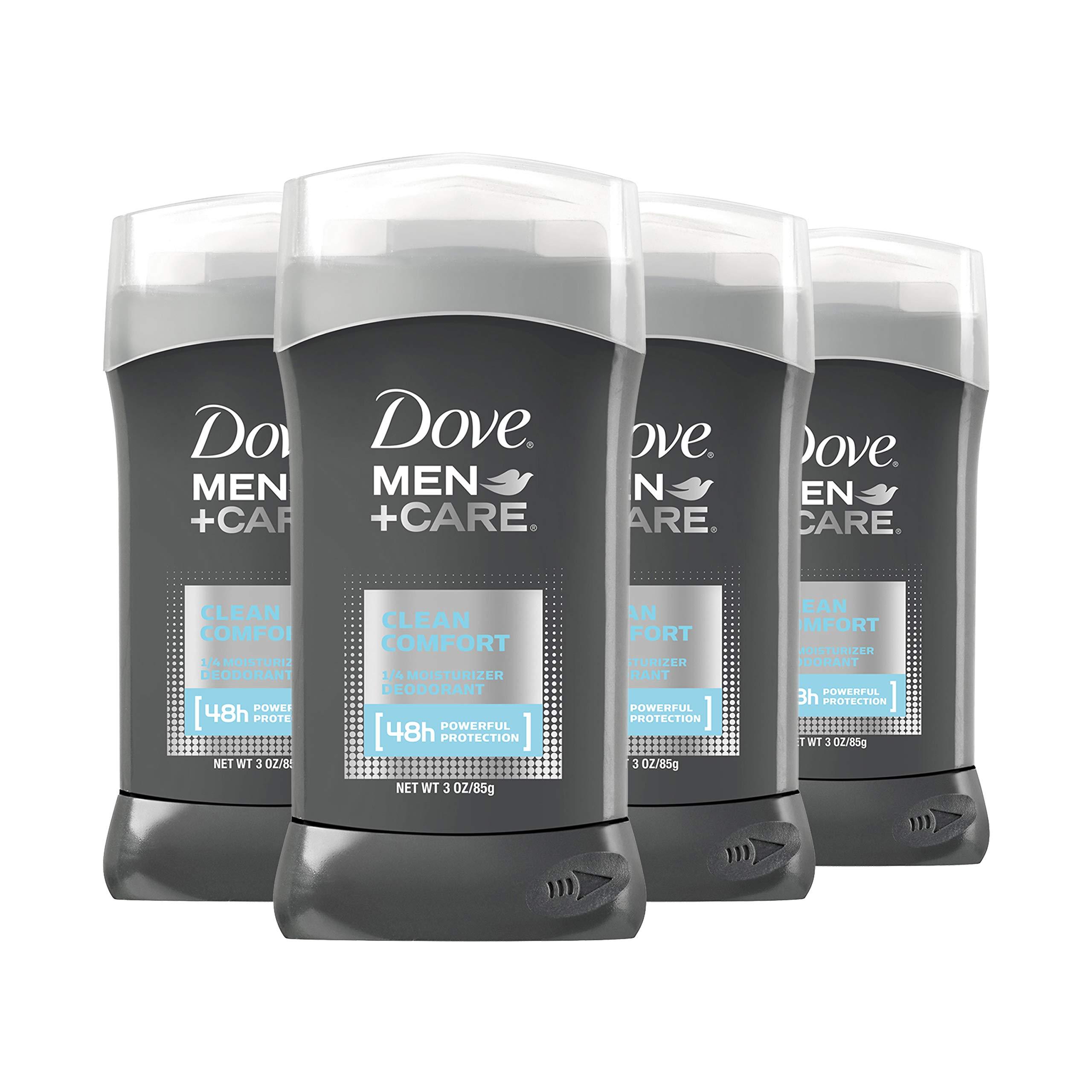 Dove Men+Care Deodorant 48hour Odor Protection Clean Comfort Deodorant for Men 3 oz, 4 Count