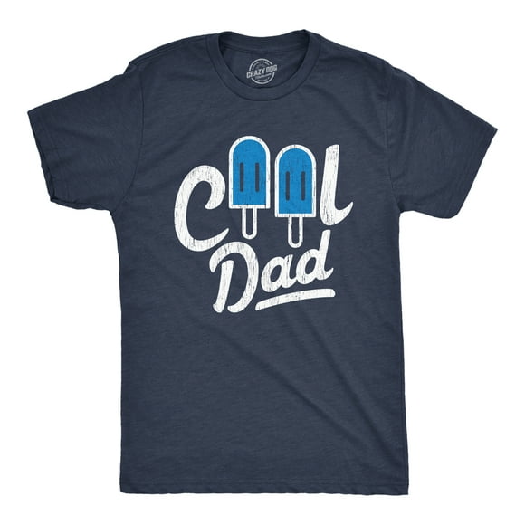 Mens Cool Dad Popsicle T Shirt Funny Summer Fathers Day Appreciation Graphic Tee (Heather Navy) - XL