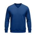 thumbnail image 5 of Zylanna Men's Big & Tall Long Sleeve Sweatshirt, V-Neck Solid Color Fall and Winter Loose Fit Casual Pullover Tops for Daily Wear Blue, 5 of 9