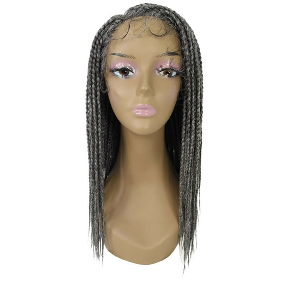 LUXLUXE Samone Curly Braided 21 in Long Braided Wig, Beauty Heat Resistant Fiber, Charcoal Grey