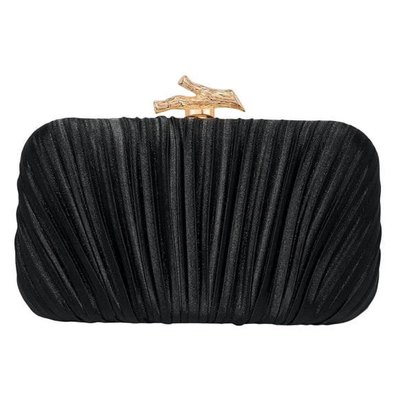 Alkepwun Purses for Women Matte Satin Pleated Evening Clutch Handbag with Chain Casual Classic Versatile Clutch Bag for Formal Prom Wedding Party Black-tie affairs