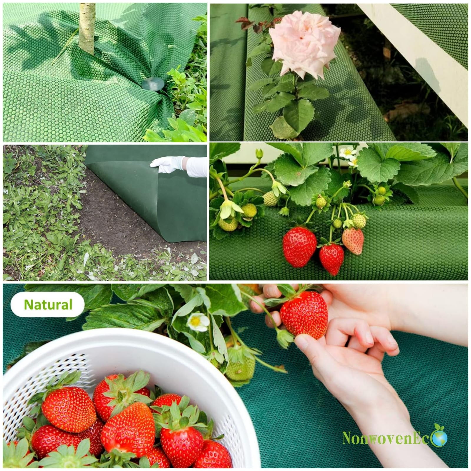 VividGarden Garden Weed Barrier Fabric Green Double-Layer PP Pre-Punched 3.15 inch Holes Breathable Water Permeable 1 Pack 20 ft x 3.28 ft