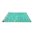 thumbnail image 2 of Ahgly Company Machine Washable Indoor Round Abstract Turquoise Blue Contemporary Area Rugs, 8' Round, 2 of 4