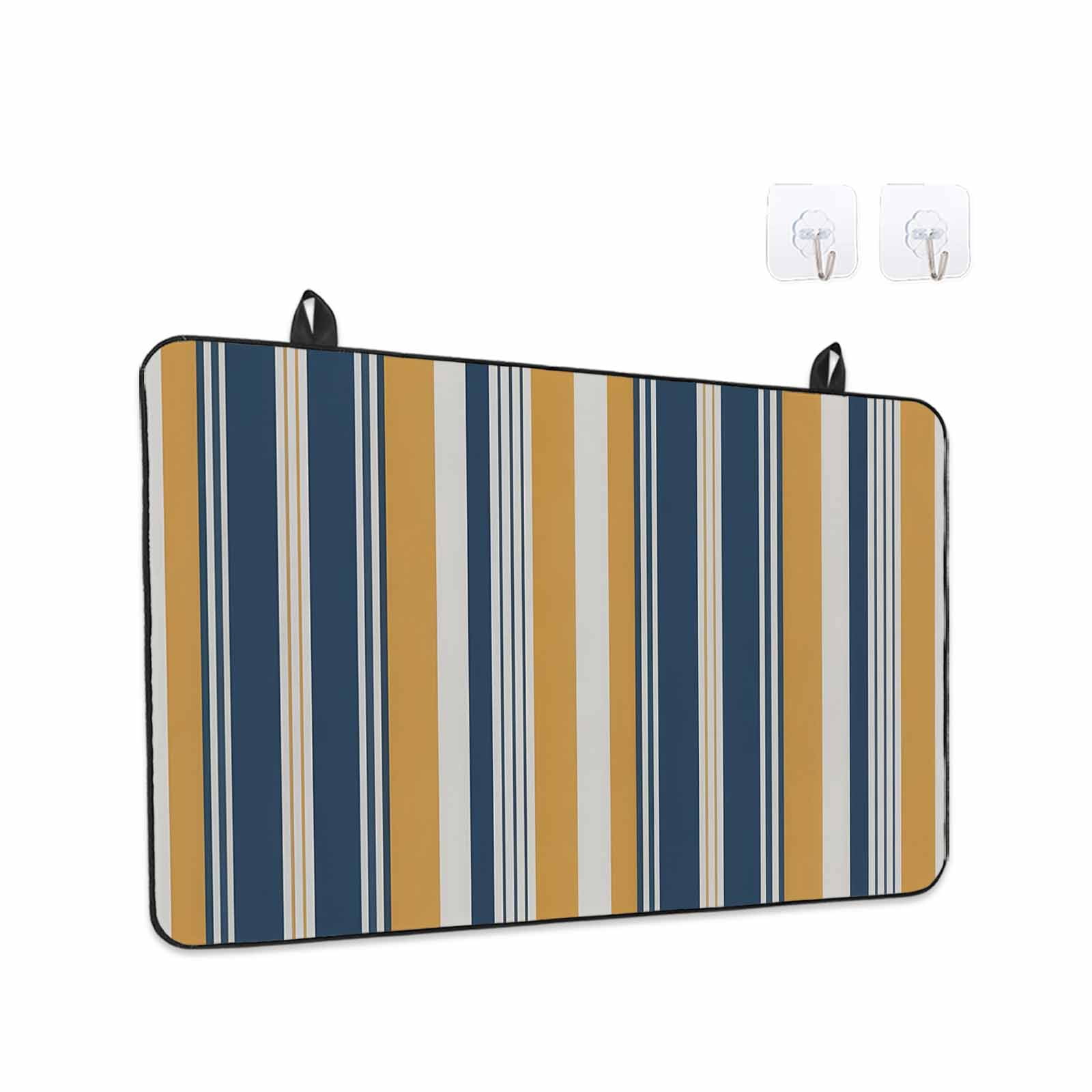 Blue Yellow Striped Stove Top Cover for Electric Stove, Heat-proof & Non Slip Glass Top Stove Cover Protector, Modern Stripes Art Kitchen Flat Cooktop Rubber Mat 24x21 Inches