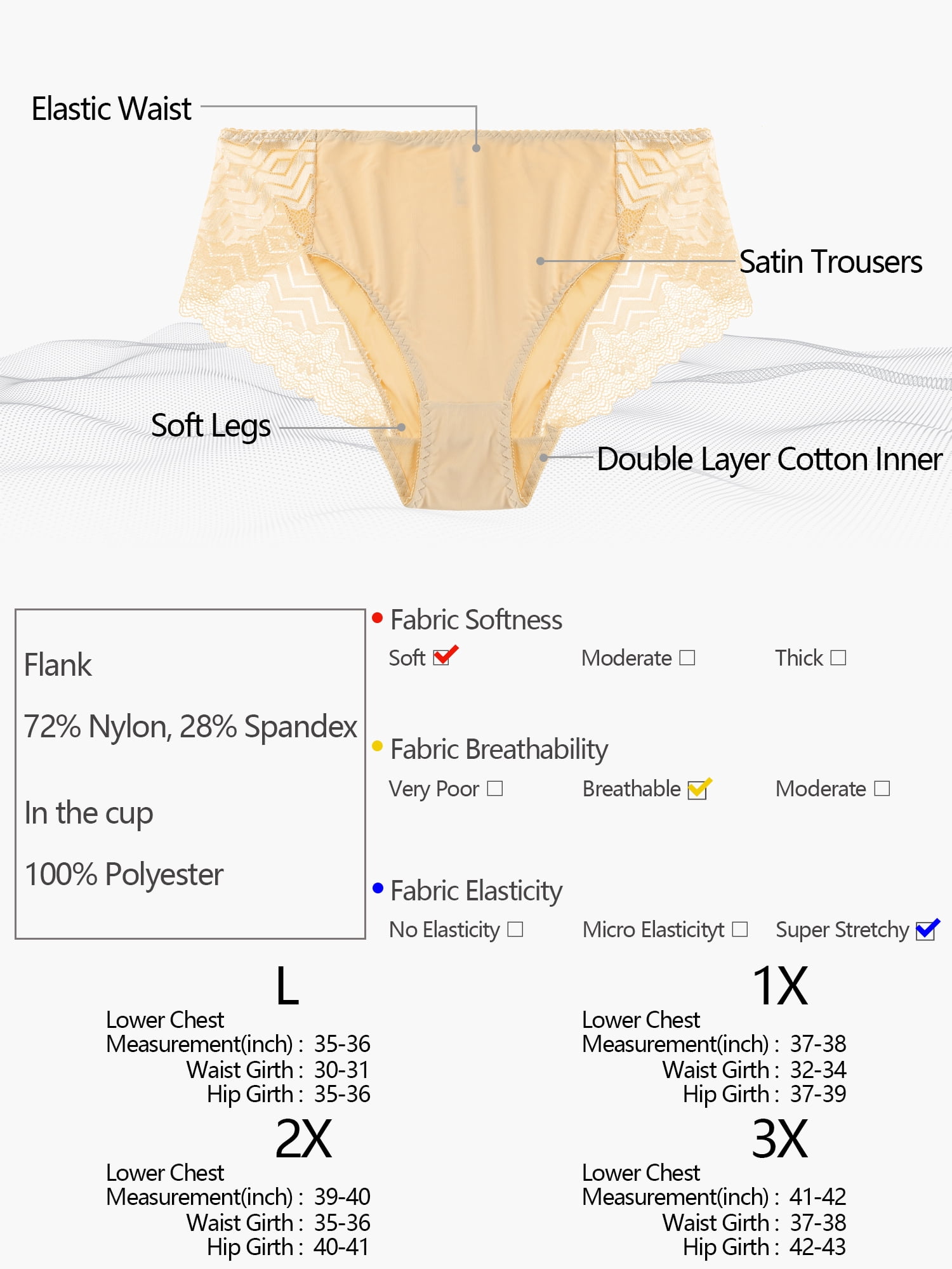 Unique Bargains Women's Plus Size Underwire Lace Trim Adjustable Straps Bra and Panty Set 46C Beige
