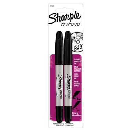 Sharpie CD/DVD Twin Tip Permanent Marker, Black - Walmart.com