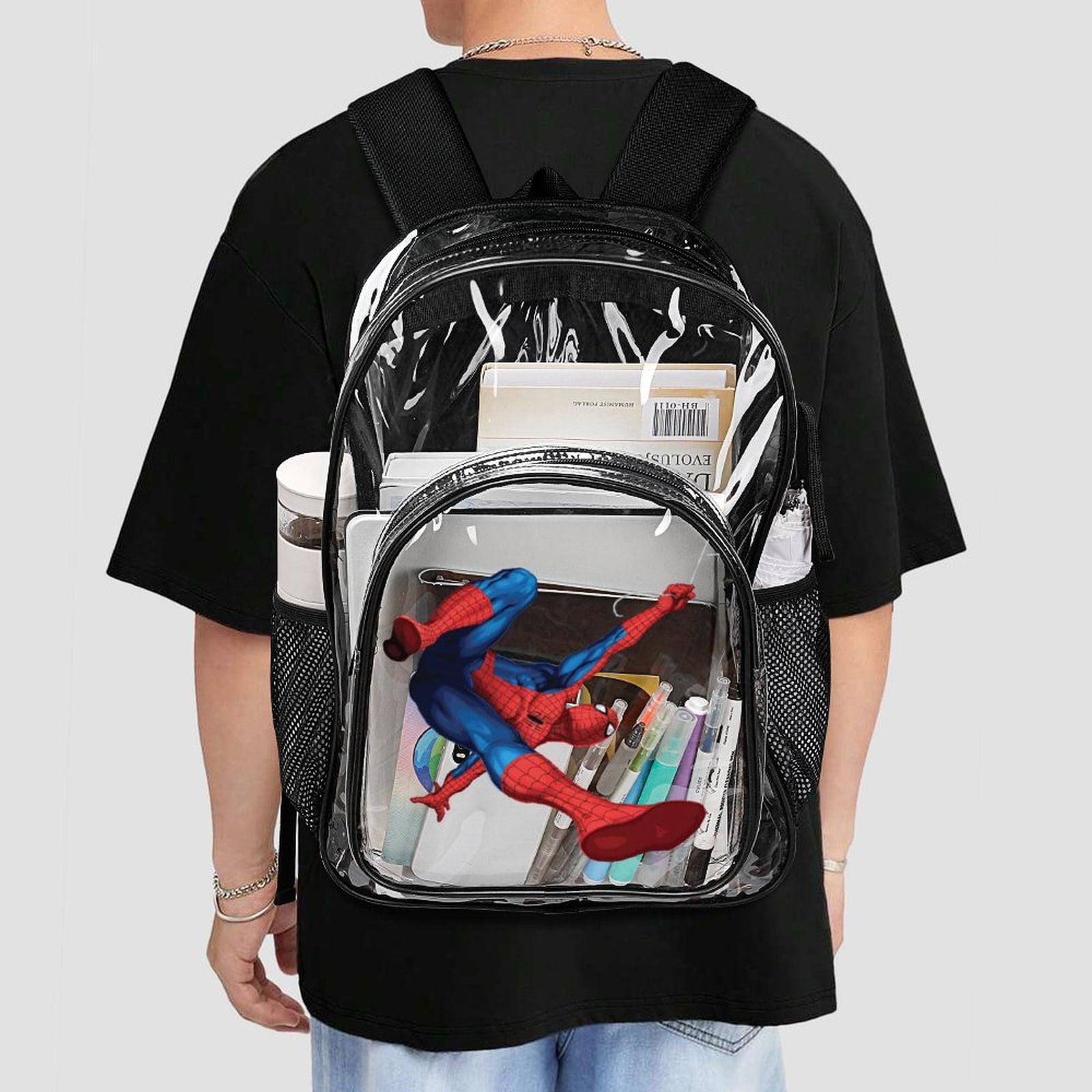 Spider Man Clear Backpack Heavy Duty Transparent Backpack See Through Book Bag for College School Travel Work Sports Walmart