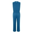 thumbnail image 4 of Gibobby Monos de Moda Mujer Soid Summer Button Lace Up Manga corta Light Rip Straight Mono Chaleco Pantalones largos(Azul， S), 4 of 5