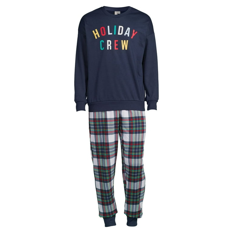 Joyspun Men s Holiday Matching Family Pajamas Set 2 Piece Sizes up to 3X Walmart