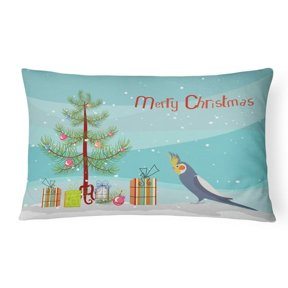 Carolines Treasures CK4498PW1216 Cockatiel Merry Christmas Canvas Fabric Decorative Pillow, 12H x16W, multicolor