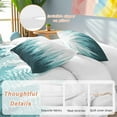 thumbnail image 2 of Teal Forest Bedding Duvet Cover Set Queen 4 Pieces Nature Woodland Tree Misty Forest Silhouette Landscape Bedding Set with Zipper Closure,1 Comforter Cover 90x92 Inches 1 Flat Sheet & 2 Pillow Cases, 2 of 7