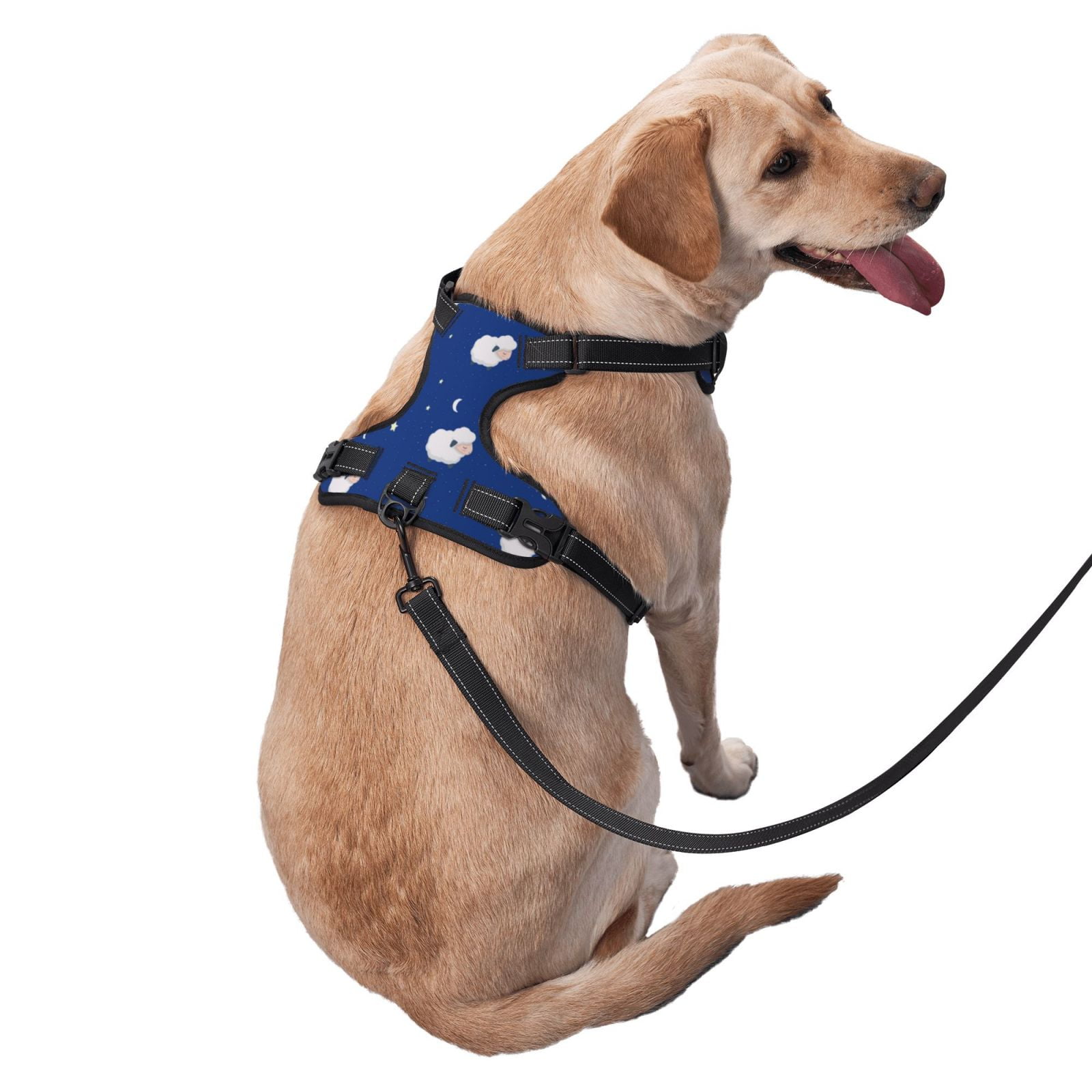 Kdxio Moon Lamb Print No Pull Dog Harness Adjustable Reflective Oxford Easy Control Medium Large Dog Harness for Training and Everyday-Small