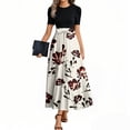 thumbnail image 2 of UoCefik Womens Dresses Short Sleeve Elegant Floral Print a Line Dress Wrap Flowy Patchwork Boho Summer Long Maxi Dresses Wine M, 2 of 4