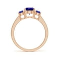 thumbnail image 2 of ANGARA Natural Three Stone Round Tanzanite Ring with Diamond Accents in 14K Rose Gold for Women (Size-6mm) | December Birthstone, Anniversary, Jewelry Gift for Women | Natural Tanzanite Ring, 2 of 8
