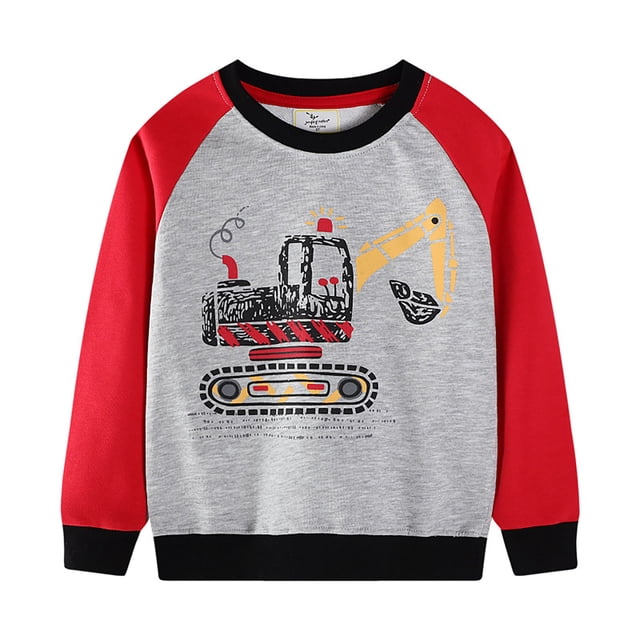 Chandails en Molleton Garçons Manches Longues Col Rond Chandail Imprimé Dessin Animé Chemises pour Tout-Petits Enfants Hiver Chaud Décontracté
