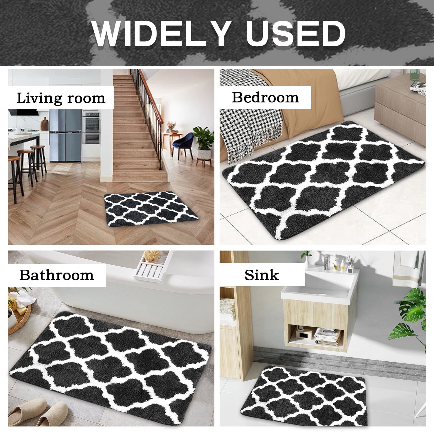 Gray Bathroom Rugs 20" x 32", Thick Soft Bath Mats for Bathroom Non Slip Floor Mat, Absorbent Microfiber Wash Dry Bath Rugs, Tub and Shower Mat