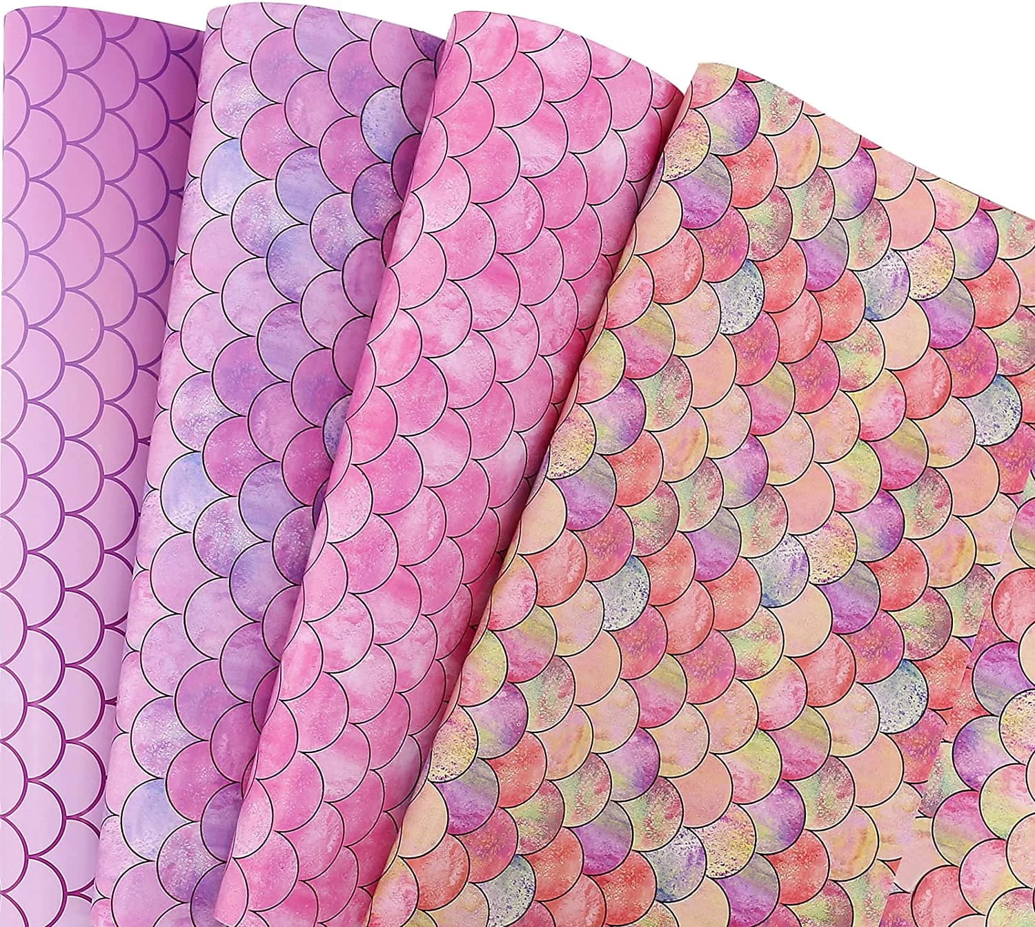 Birthday Wrapping Paper for Girlfriend Women Girls   - Pink Mermaid Scale Gift Wrap Paper for Wedding, Party, Mothers Day - 10 Sheets, 20×29 inch