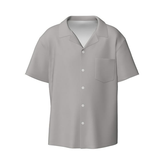 Naloa Gary Men's Loose Fit Cuban Collar Short-Sleeve Shirt with Button-down and Chest Pocket for Everyday Wear Outings - Small