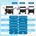 thumbnail image 4 of Wagon Stroller for 4 Kids, 4-Seat Foldable Stroller Wagon with Adjustable Handlebar, Canopy, 5-Point Safety Harness & Parent Cup Holder, 4 of 11