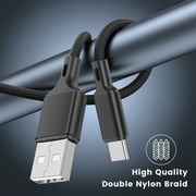 Cshidworld USB C Cable 2.4A Fast Charging Cable, 3Pack 3/6/6 FT , Premium Nylon Fast Charging Cables, Compatible with iPhone 15 Samsung Galaxy Note 10/10+ Plus/9/8, S20 S10 S9 S8 Plus,Black