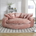 thumbnail image 6 of 81.1" Cloud Couch Sleeper Sofa, Oversized Round Chaise Lounge Chair Indoor, Modern Chenille Boneless Couch with 14 Pillows, Upholstered Barrel Daybed, Memory Foam Sofas for Living Room, Pink, 6 of 9