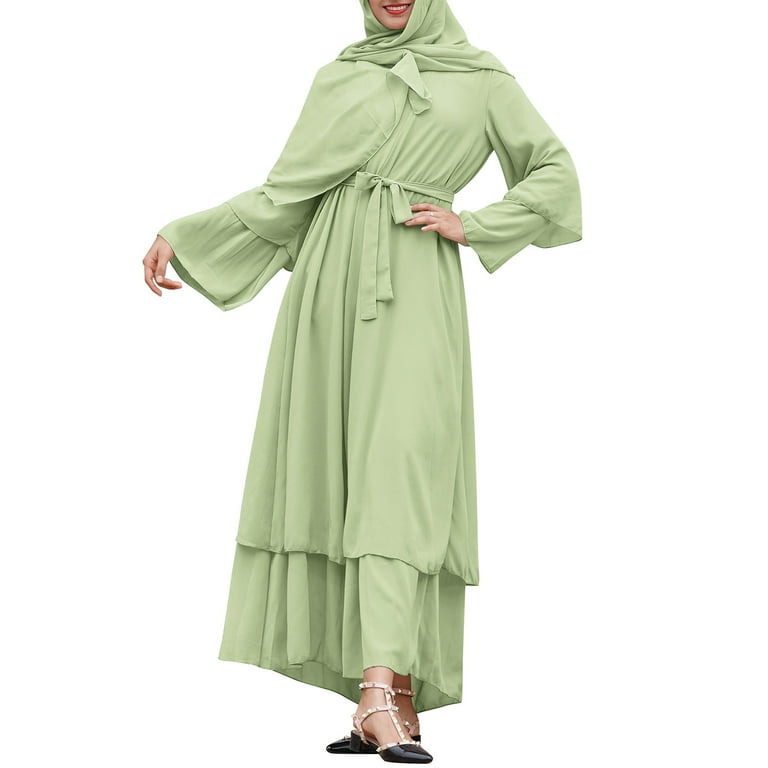 Ibtom Castle Women's Chiffon Muslim Cardigan Kaftan Middle East Arabian Abaya Dress Casual Islamic Cover up Long Dresses XL Sage Green Ibtom Castle Women's Chiffon Muslim Cardigan Kaftan Middle East Arabian Abaya Dress Casual Islamic Cover up Long Dresses XL Sage Green
