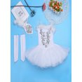 thumbnail image 7 of iiniim Kids Girls Swan Lake Ballet Dance Gymnastics Tutu Dress Sequins Leotard with Gloves and Hair Clip A White 5, 7 of 7